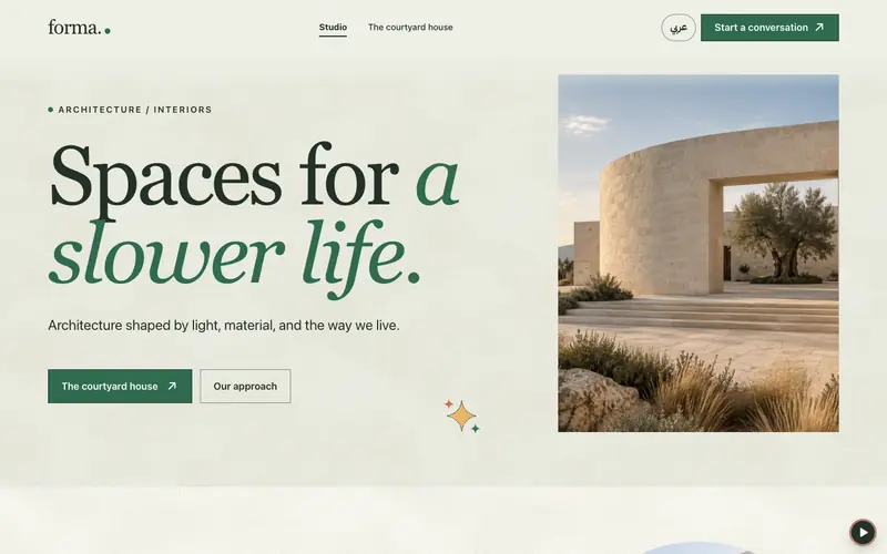 Home page of Forma, a site made with Onpage.ai
