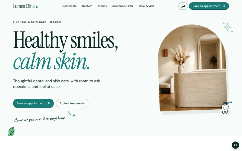 Home page of Lumen Clinic, a site made with Onpage.ai