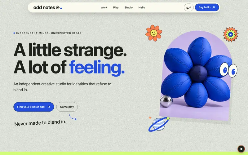 Home page of Odd Notes, a site made with Onpage.ai